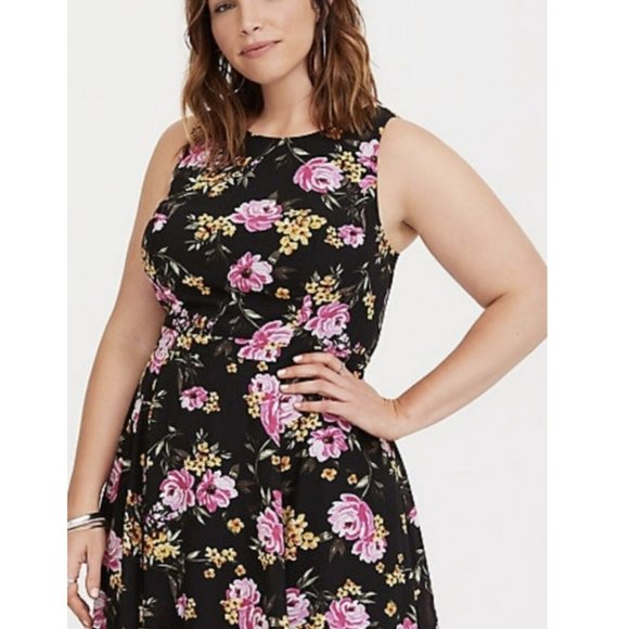 Torrid Black Floral Georgette Maxi Dress 22 - Picture 3 of 12